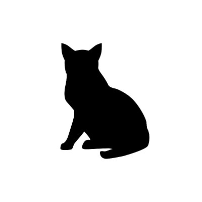 黑猫剪影在白色背景。图标矢量图。