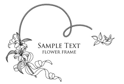 矢量插图手绘花和线画框