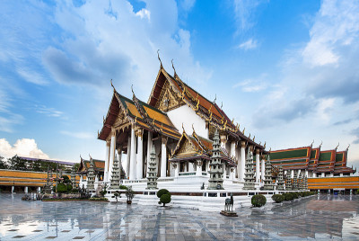 Wat Suthat Thep Wararam，曼谷的吸引力，泰国。