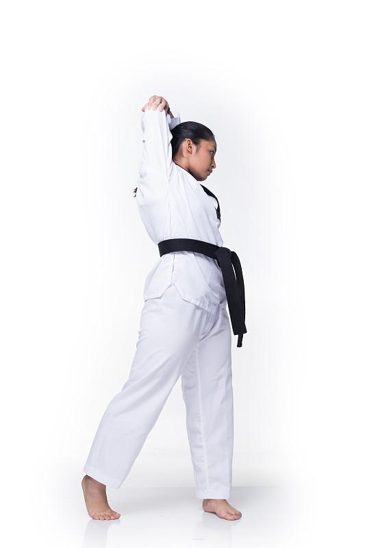 大师黑带跆拳道教师格斗表演