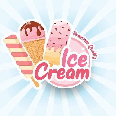 美味多彩的冰淇淋标签。夏季海报、传单或横幅。