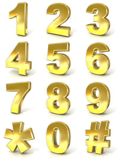 数字集合，0 - 9，散列标签和星号