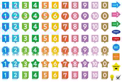 彩色的手绘数字图标和排名