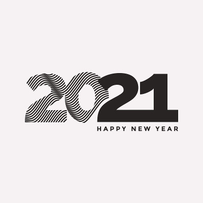 极简主义风格的2021年新年贺年徽设计。2021年图标。适合制作贺卡、明信片、节日海报。矢量图