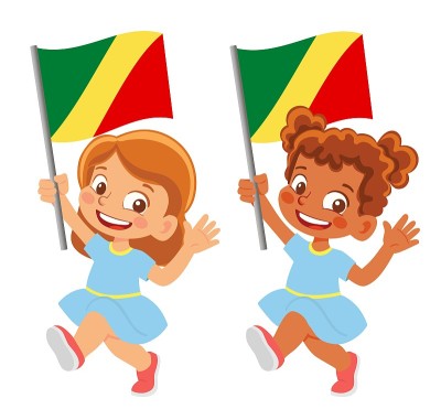 Child holding Congo flag