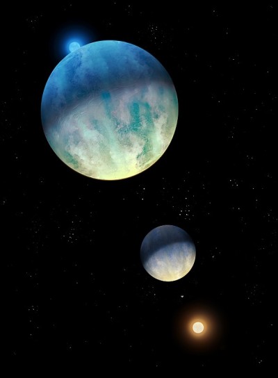 太空中的系外行星，来自外星星系的行星，行星系统，宇宙景观