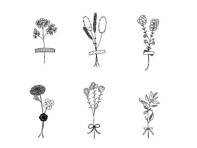 简约线条艺术的压花插画