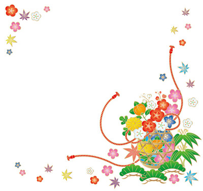 花篮。日本。传统的模式。四季如花