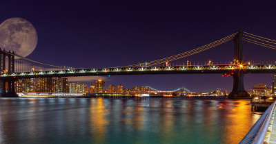 纽约曼哈顿桥夜景