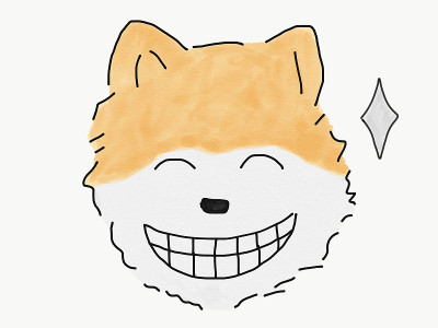 抽象手绘素描涂鸦博美犬微笑脸孤立，插图