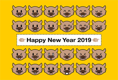 2019年贺年卡(猪年、猪年)