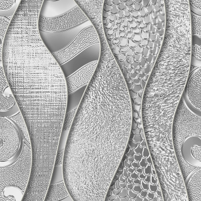 雕刻波浪图案的背景无缝纹理，拼接图案，玻璃纹理，3d插图