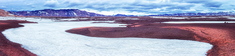 冰岛丁jufjoll山脉著名的Askja火山口全景，Vatnajökull