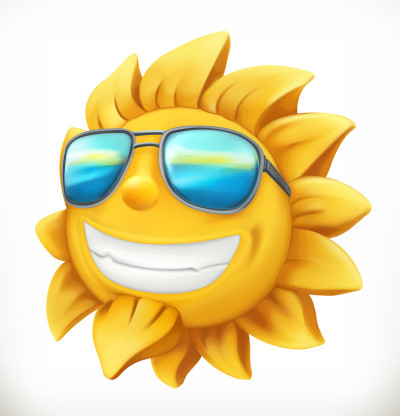 有趣的夏日阳光。3 d矢量图标