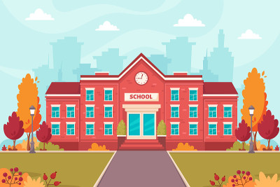 学校建筑。回到学校。矢量图