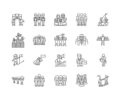 Executors line icons, signs, vector set, outline i