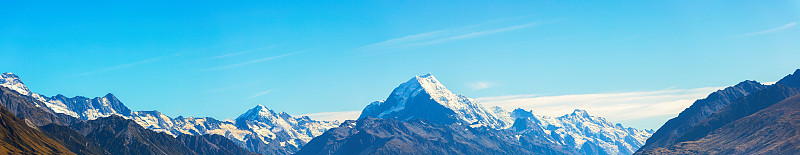 新西兰南岛库克山的全景图。