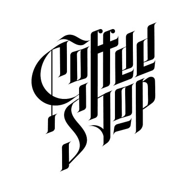 咖啡店。矢量字母哥特式风格