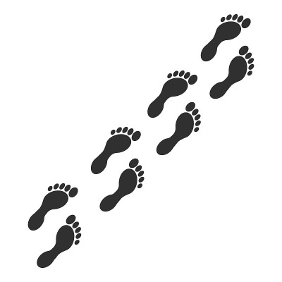 足迹图标隔离在白色背景上。矢量插图。