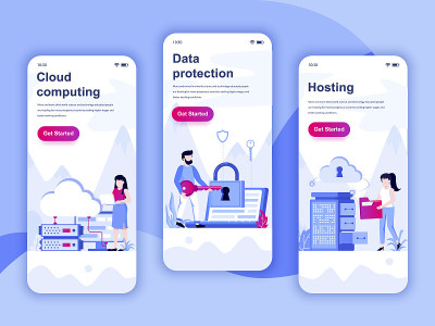 Set of onboarding screens user interface kit for C