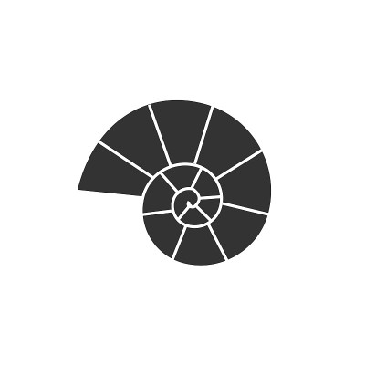 矢量平黑色菊石剪影标志