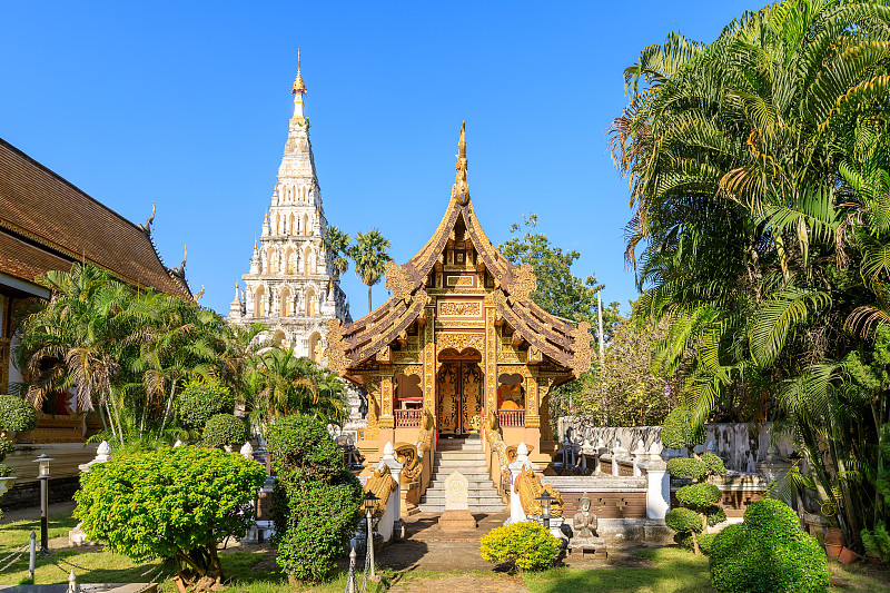 Chedi Liam (Ku Kham)寺或方塔在古城Wiang Kum Kam，泰国清迈