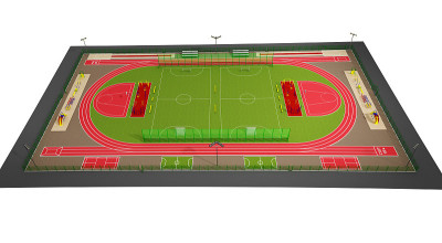 运动场地3d模型隔离在白色