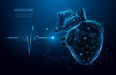 Abstract heart beat form lines and triangles, poin