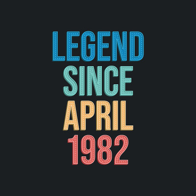 自1982年4月的传说-复古复古的生日排版设计的t恤