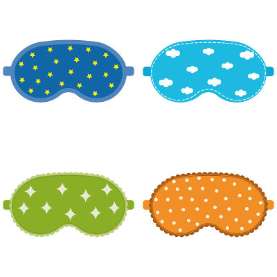 套睡眠面具，颜色隔离矢量插图
