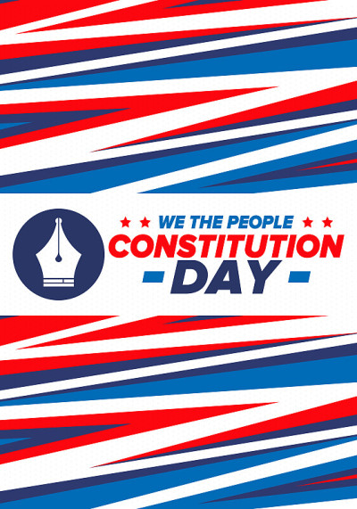 美国宪法日。节日，每年9月17日庆祝。国籍的一天。美国的一天。我们的人。爱国的美国元素。海报，卡片，
