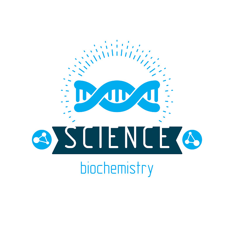 人类DNA链的载体模型。生物化学研究的概念抽象标志可以作为科学组织的标志。