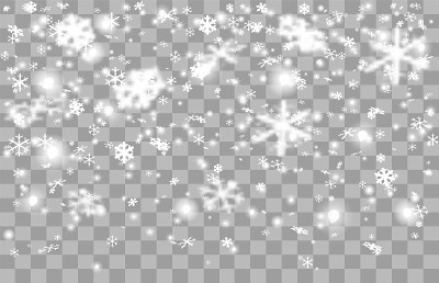雪花落在透明的背景上。