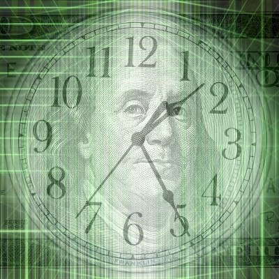 概念性的时间和金钱形象与抽象的光