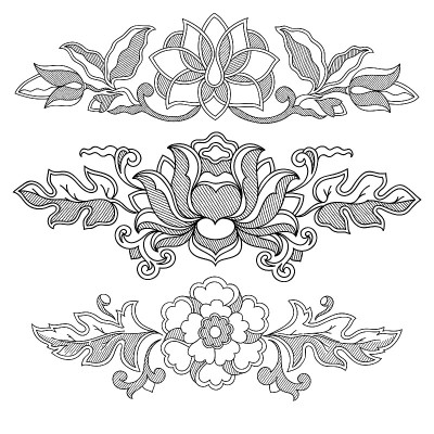 白色背景上的花束素描。