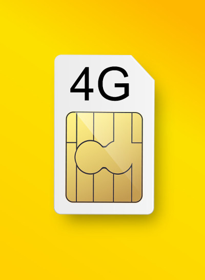 4 g Sim卡。移动通信技术符号。矢量插图。