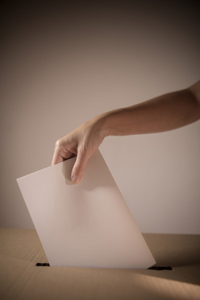 Conceptual image of a person voting during electio