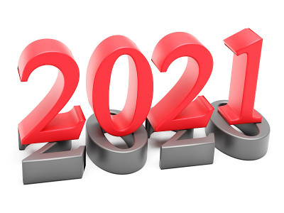 2021年新年假期概念。色号2021对应于2020年。