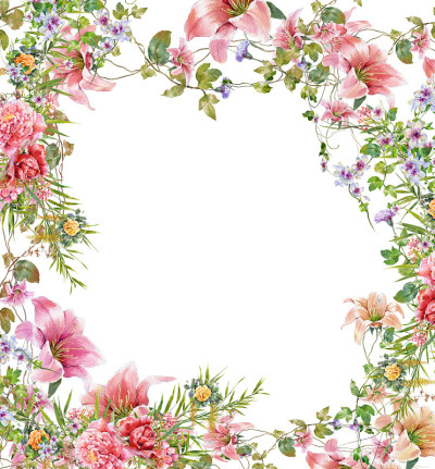 叶和花的水彩画