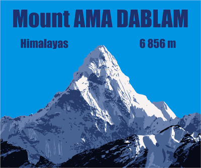 Ama Dablam山的蓝色矢量插图