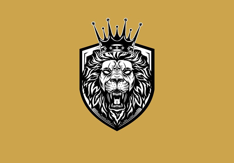 vintage retro badassa angry lion king crest vector