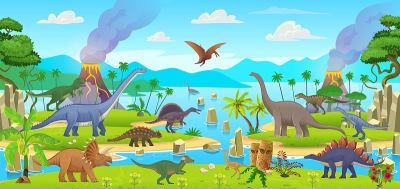 一大套卡通恐龙。翼手龙、甲龙、剑龙、肿头龙、棘龙、暴龙、tarbosaurus、三角龙、gallim
