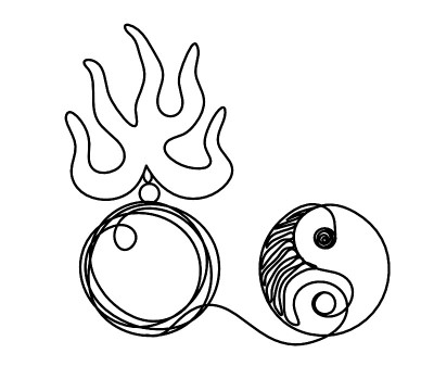 火珠以阳字——防飞星“三”在白底上以风水为线条画出