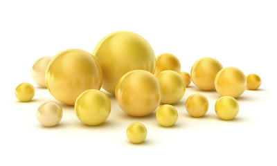 金色的珍珠在白色上