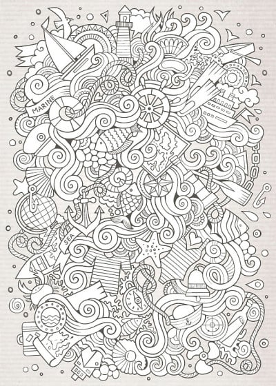 卡通涂鸦海洋插图