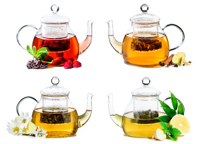 一套茶壶与草药茶隔离