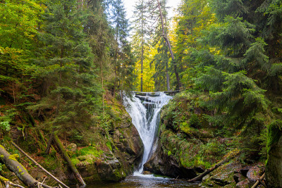 Kochel Falls in Wodospad Szklarki, Krkonose Mounta