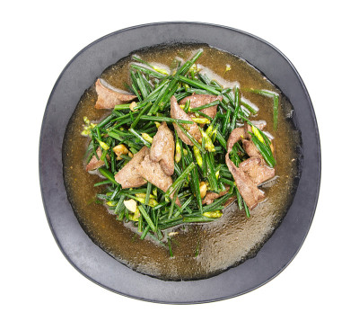 菜炒猪肝俯视图