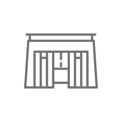 埃及陵墓，法老石棺线图标。在白色背景上隔离