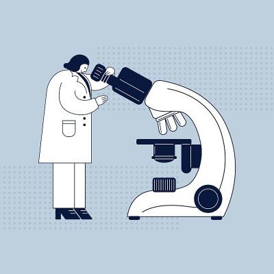 科学家在显微镜下